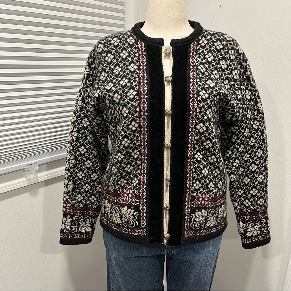 Nordic Design Womens Size L, Fair Isle Wool Cardigan